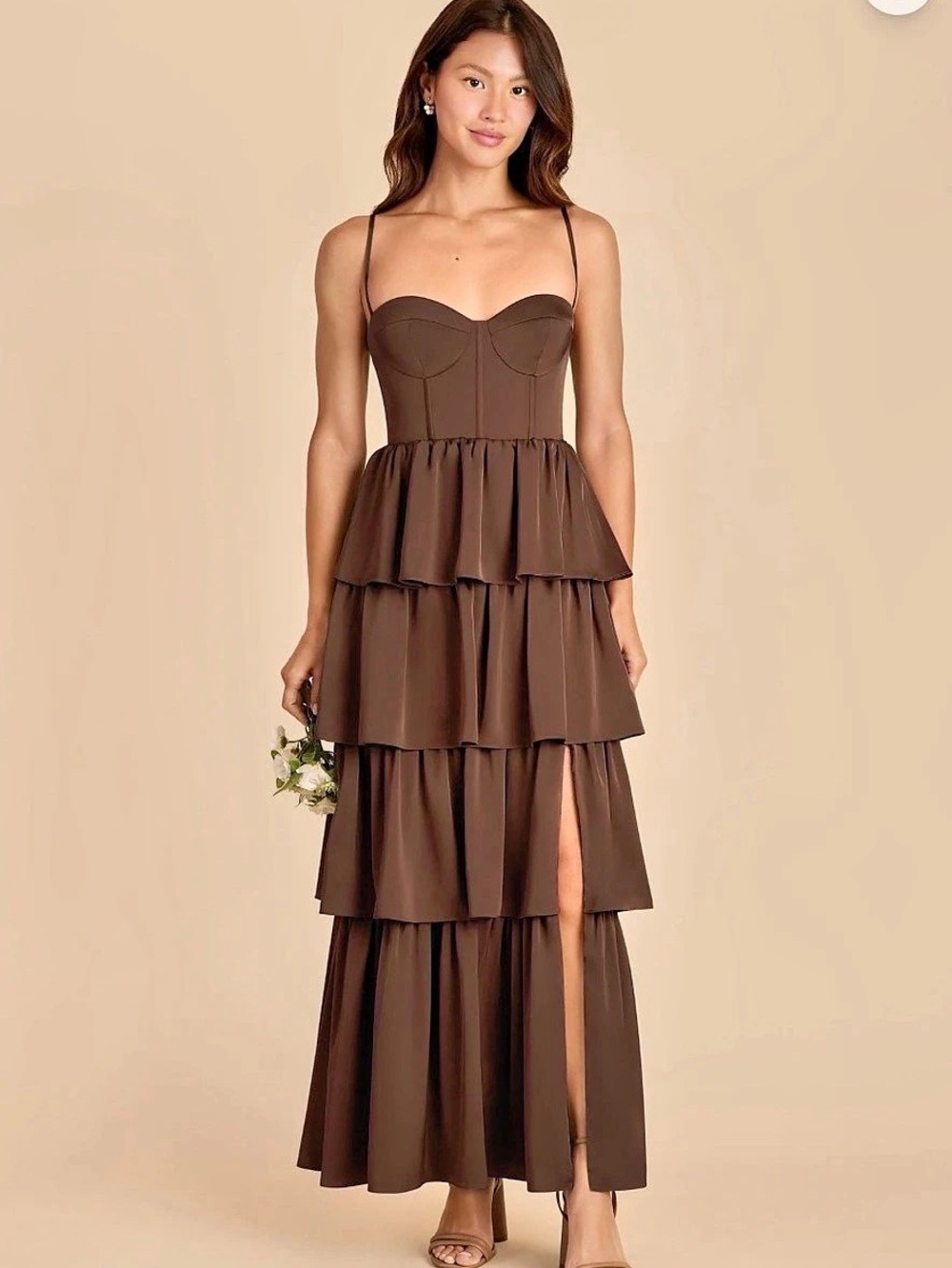 Birdy Grey Lola Dress in Matte Satin Espresso